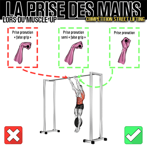 Règlement du muscle-up en compétition de street lifting et prise des mains