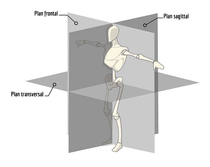 Biomécanique - plan frontal, sagittal et transversal