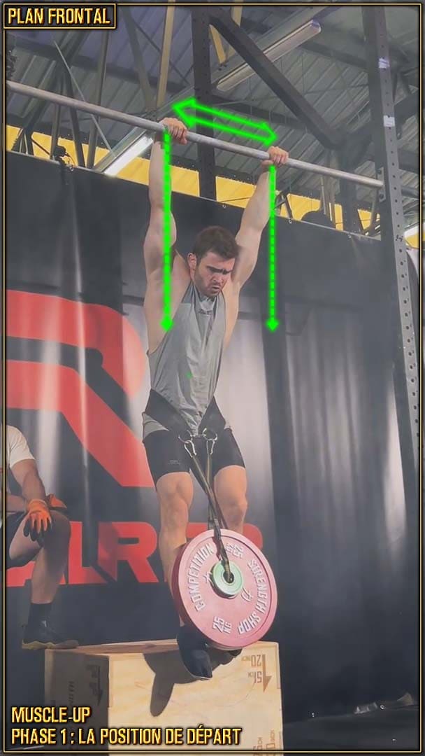 Muscle-up en street lifting - position de départ - écartement des mains - Pere Coll