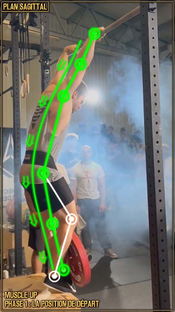 Muscle-up en street lifting - position de départ - fixations des membres inférieurs - Pere Coll
