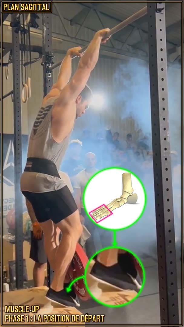 Muscle-up en street lifting - position de départ - placement des pieds - Pere Coll