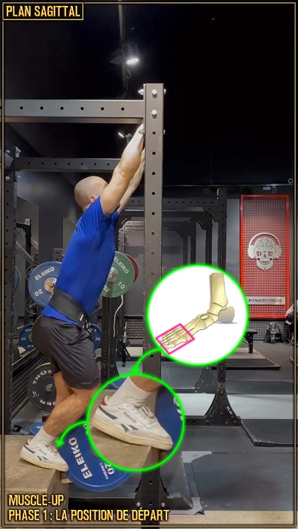 Muscle-up en street lifting - position de départ - placement des pieds - Raul Teslevici