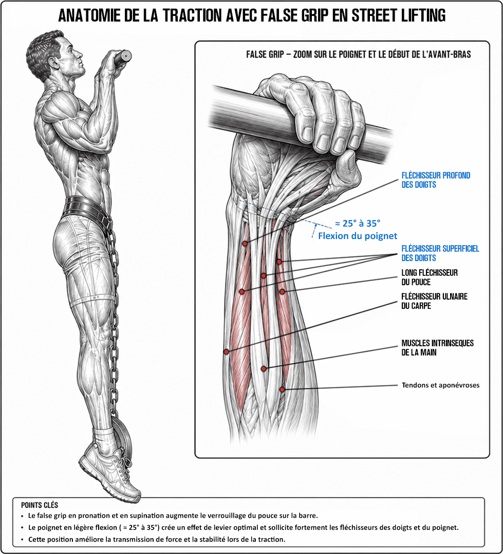 Anatomie du false grip lors de la traction pronation en street lifting